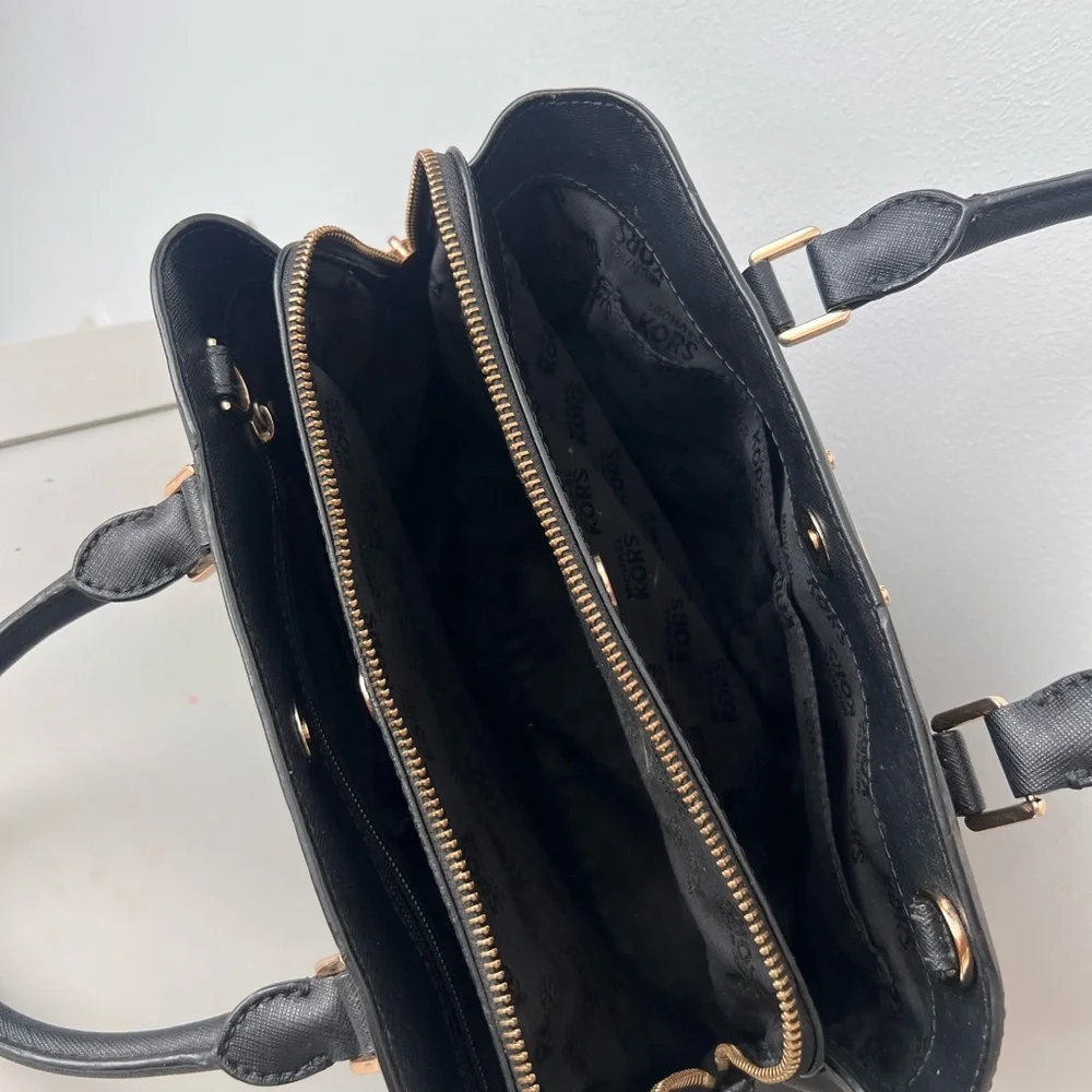 Michael Kors Black Satchel with Gold Accents